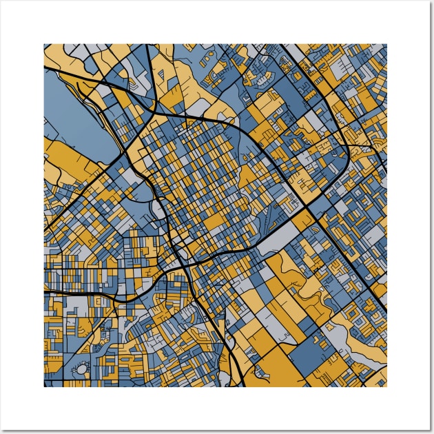 San Jose Map Pattern in Blue & Gold Wall Art by PatternMaps